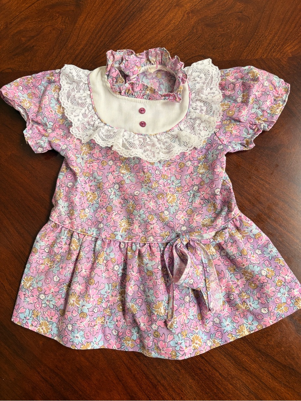 Vintage Roanna 2T Floral Pink Lace Collar Dress